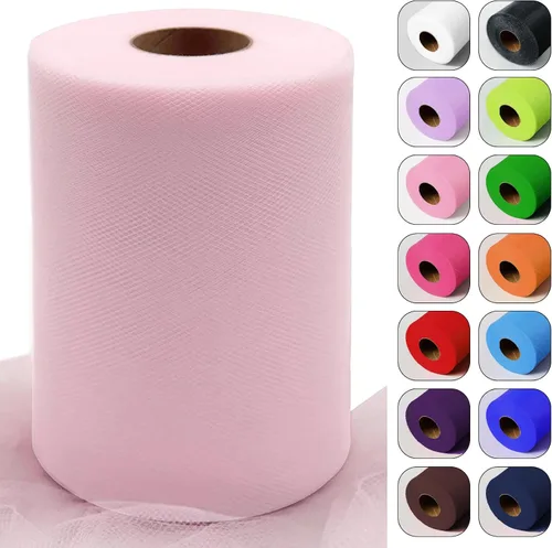 Miniatura 17 de Rollos de tela de tul verde ácido de 6 pulgadas por 100 yardas (300 pies) Cinta de tul para tutú, falda, envoltorio de regalo, decoración de boda
