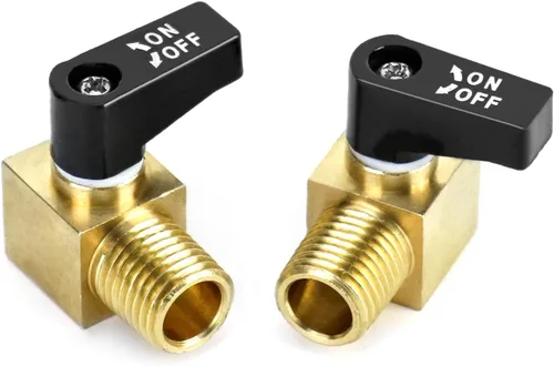 Miniatura 7 de QWORK Válvula de compresor de aire, paquete de 2, mini válvula de bola de latón, válvula de cierre NPT macho x NPT hembra de 1/4 pulgadas