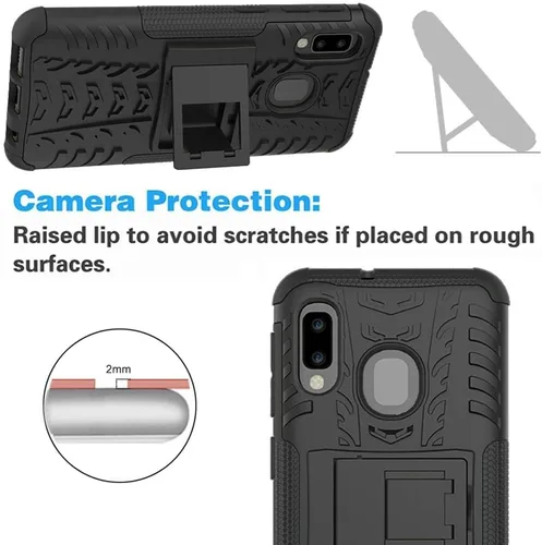 Miniatura 4 de Asuwish Funda de teléfono para Samsung Galaxy A10e con protector de pantalla de vidrio templado y soporte delgado, híbrida, resistente, funda