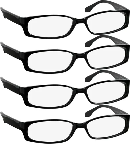 TruVision Readers - Gafas de lectura con marcos de resina y lentes acrílicas, bisagras Dura Flex para hombres y mujeres 03h - 4 negro