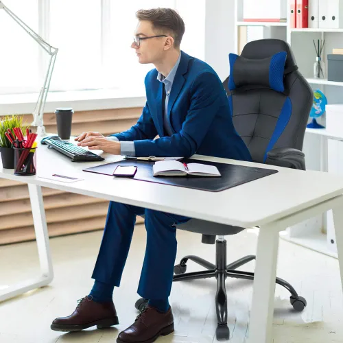 Miniatura 3 de Silla de juegos, silla de oficina con respaldo alto, silla de escritorio ergonómica de carreras de PC con reposacabezas soporte lumbar y brazos