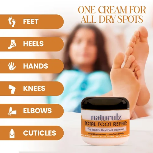 Miniatura 4 de Naturulz Total Foot Repair 4oz – Crema de pies de humedad intensiva para pieles extremadamente secas y ásperas y talones y pies agrietados