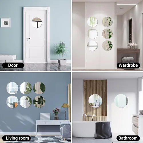 Miniatura 5 de Fantasyon Espejos redondos de acrílico, autoadhesivos, sin vidrio, espejo circular para pared, calcomanías para mesa de boda, centro de mesa