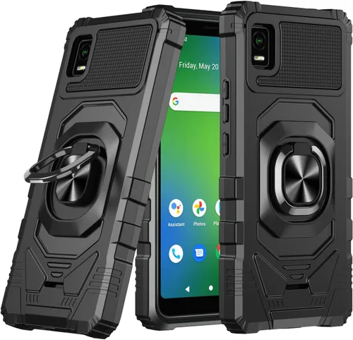 Miniatura 2 de Compatible con Cricket Debut Smart Case (2022) con protector de pantalla de vidrio templado, protector de cuerpo completo [grado militar], soporte