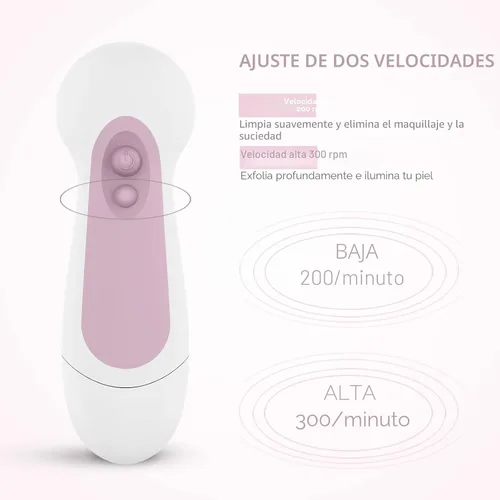 Miniatura 4 de CLSEVXY - Juego de cepillos giratorios de limpieza facial impermeable con 5 cabezales de cepillo exfoliantes, cepillo limpiador eléctrico facial