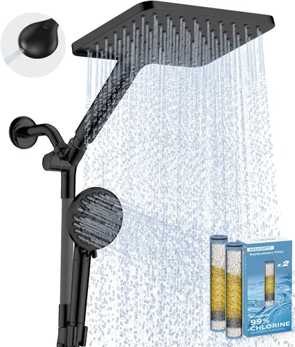 Miniatura 18 de MakeFit Combo de Cabezal de Ducha de Lluvia con Doble Filtro, Cabezal de Ducha de Mano con Barra Ajustable - Cabezal de Ducha de Lluvia y Cabezal