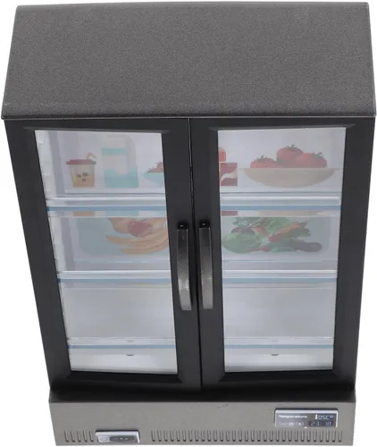 Miniatura 7 de Zerodeko Refrigeradores de casa de muñecas, refrigerador en miniatura, refrigerador de plástico en miniatura de simulación, nevera portátil