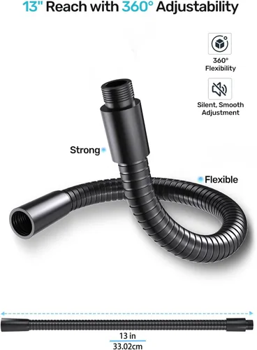 Miniatura 3 de Cuello de cisne de micrófono de 13 pulgadas (rosca 5/8-27) – Brazo de micrófono universal resistente para soporte de micrófono, ajuste de 360°, alta