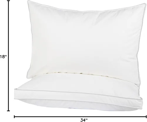 Miniatura 9 de Dreamhood Juego de 2 almohadas de plumas de ganso de lujo, tamaño estándar, hechas en Estados Unidos, con refuerzo, almohada de plumón firme media
