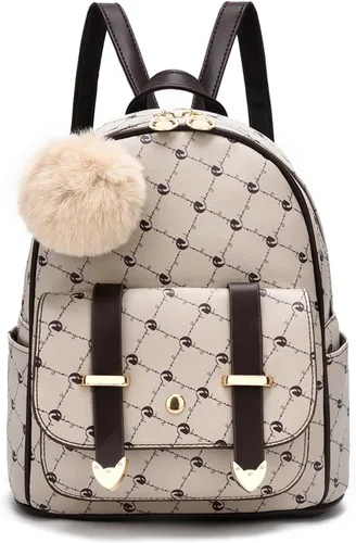 Miniatura 20 de I IHAYNER Mochila de moda para niñas, mini mochila para mujeres, adolescentes y niñas, monederos de piel sintética con pompón, bolsa de hombro
