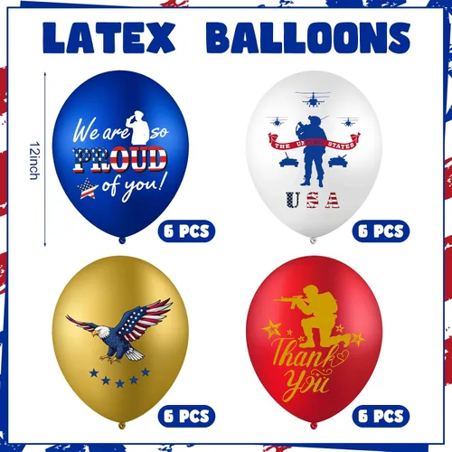 Miniatura 2 de Skylety 24 globos de fiesta de los marines de Estados Unidos Día de los Veteranos, Día conmemorativo de la Independencia, despliegue de regreso
