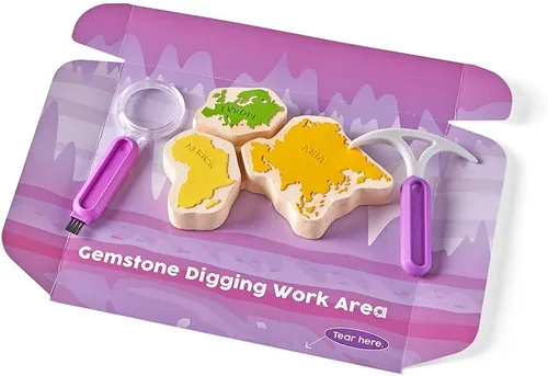 Miniatura 8 de hand2mind World of Gemstones Dig Kit, 8 piedras preciosas reales para descubrir, estuche de exhibición de piedras preciosas, kit de excavación