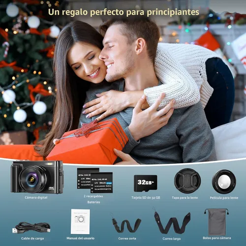 Miniatura 7 de Cámara digital 4K para enfoque automático de fotografía, cámara de vlogging WiFi mejorada de 64 MP para YouTube con pantalla abatible de 180° de 3
