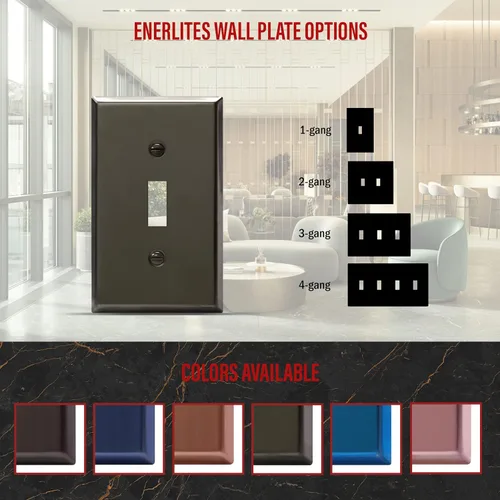 Miniatura 79 de ENERLITES Placa de Pared Metálica para Interruptor de Luz de Palanca, Acero Inoxidable 201, Resistente a la Corrosión, Tamaño Estándar 1-Gang 4.50