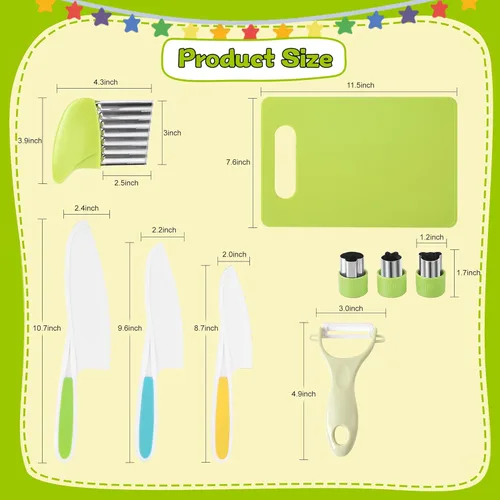Miniatura 2 de 9 piezas Montessori utensilios de cocina utensilios de cocina para hornear, juego de cuchillos para niños para cocinar real con tablas de cortar