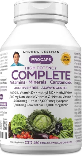 Miniatura 9 de ANDREW LESSMAN Multivitamínico - Completo 150 cápsulas - Alta potencia de más de 30 nutrientes, vitaminas esenciales, minerales, carotenoides.