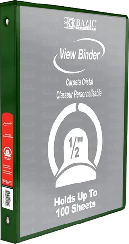 Miniatura 12 de BAZIC Products Carpeta organizadora de 3 anillas de 1/2 pulgada con vista económica, color negro, anillo redondo, capacidad para 100 hojas de papel