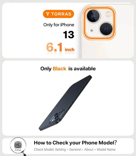 Miniatura 2 de TORRAS Funda Ajustada Delgada para iPhone 13, Cubierta de PC Duro Ultra Delgada Liviana con Agarre a Prueba de Huellas Dactilares para Funda
