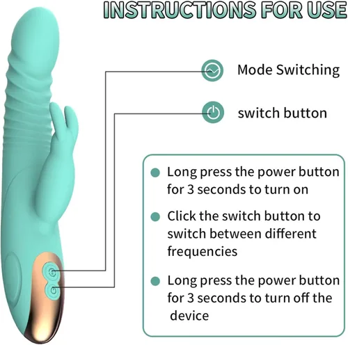 Miniatura 4 de Herramientas para adultos de empuje de conejo para mujeres 2026, el mejor juego de estimulación dual de placer, 8 modos de frecuencia y sensación