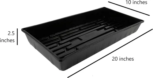 Miniatura 4 de SUNPACK Bandeja de inicio de semillas de plástico de 10 x 20 pulgadas, color negro, 2.5 pulgadas, sin agujeros de drenaje, ideal para invernaderos