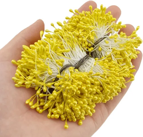 Miniatura 29 de HAHIYO 1000 piezas de 0.039 in negro perla doble cabeza flor Pistilo para hacer flores, decoración de álbumes de recortes, mini hecho a mano