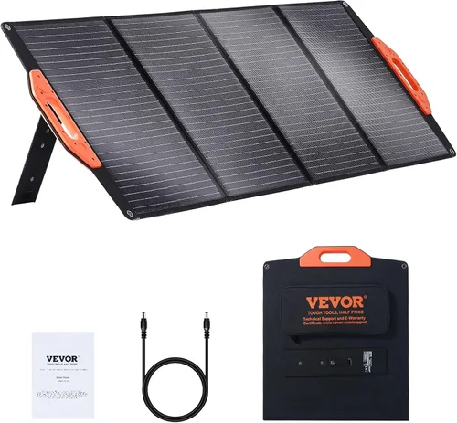 VEVOR - Panel solar monocristalino portátil, cargador solar ETFE monocristalino plegable de 120W, panel solar con 23% de eficiencia con tipo C, DC