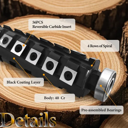 Miniatura 4 de Cabezal de corte en espiral para DeWalt Planer DW735 DW735X Cepillo de espesor 13 pulgadas Cabezal de corte en espiral con insertos de carburo