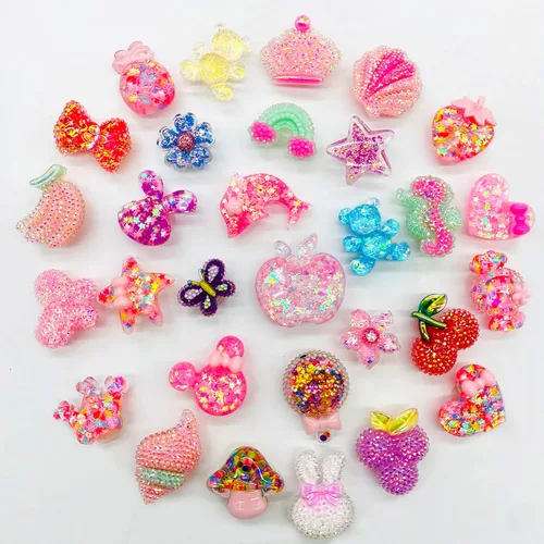Miniatura 2 de Coio 30 dijes brillantes para zapatos de niñas de resina dura para crock Bubble Slides sandalias zuecos de color rosa lindos zapatos decoraciones