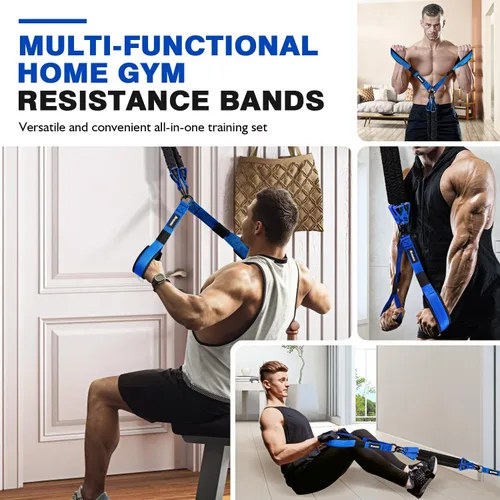 Miniatura 4 de Ayombo Equipo de entrenamiento de gimnasio en casa, bandas de resistencia pesada con asas, anclaje de puerta, accesorio de cuerda de tríceps