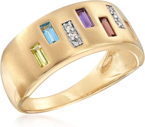Miniatura 4 de Ross-Simons 0.50 ct. t.w. Multi-Gem Ring With Diamond Accents in 14kt Yellow Gold