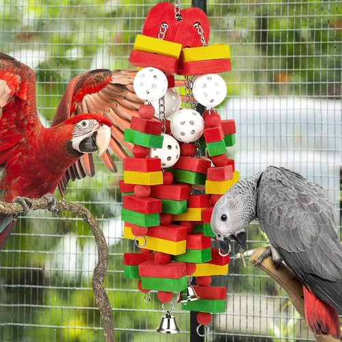 Miniatura 4 de MEWTOGO Juguetes grandes para loros de aves para cacatúas, guacamayos grises africanos y loros amazónicos, regalo para pájaros Rojo