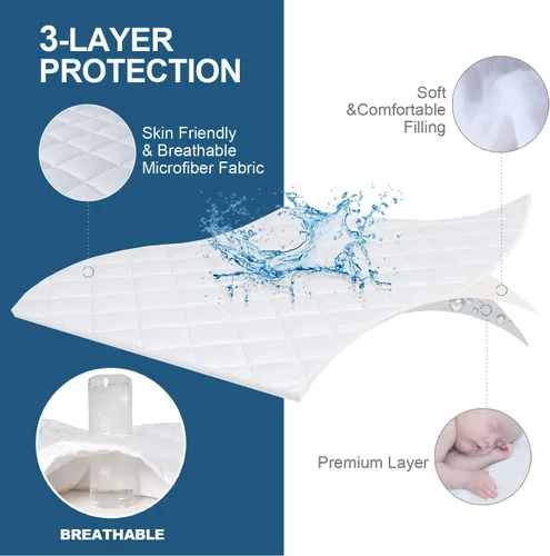 Miniatura 4 de Protector de Colchón Topper Split King para Cama Ajustable, Acolchado, Transpirable, Absorbente, Estilo Sábana Bajera, Lavable a Máquina