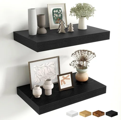 Miniatura 12 de Estantes flotantes de 48 pulgadas para pared, estante de chimenea de 10 pulgadas de profundidad, estantes flotantes de madera para pared, estantes
