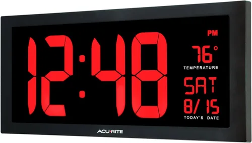 Miniatura 2 de AcuRite 75100C Reloj LED grande de 18 pulgadas con temperatura interior Rojo