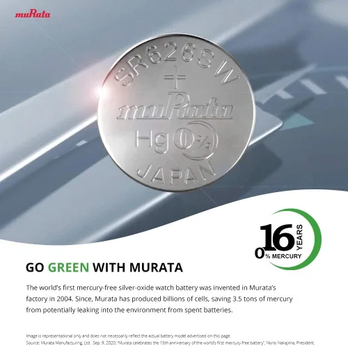 Miniatura 4 de Murata 317 Batería SR516SW 1.55V Celda de botón de reloj de óxido de plata (10 baterías)