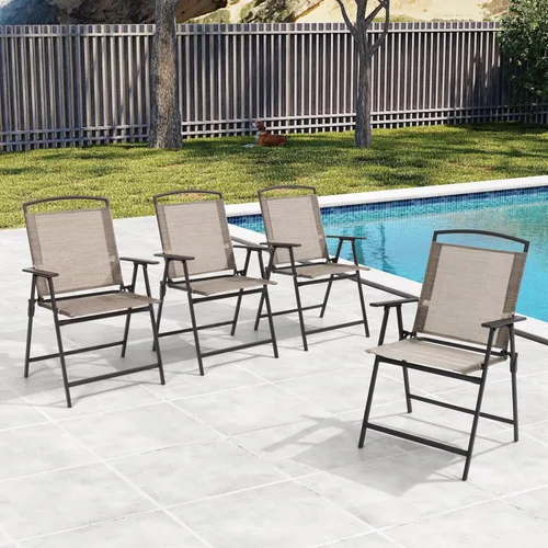 Miniatura 14 de Crestlive Products Juego de 4 sillas plegables para patio, paquete de 4, sillas de comedor al aire libre con reposabrazos para campamento, playa