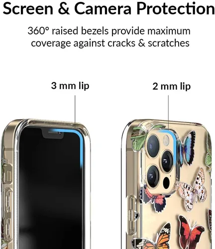 Miniatura 3 de VELVET CAVIAR Funda para iPhone 13 Pro, probada en caídas de 10 pies, mariposa retro (Vintage Butterfly)