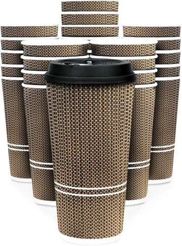 Miniatura 10 de To Go - Tazas de café con tapas, taza de café desechable de 22 onzas con tapa. Tazas calientes grandes de papel de viaje Togo con ondas aisladas