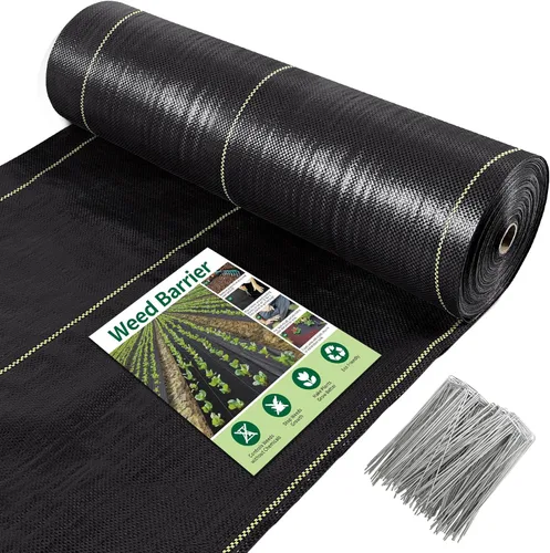 KANAGAWA Tela de barrera de malezas prémium de 4 x 100 pies, resistente 3.5 onzas, tela tejida para control de malezas, buena permeabilidad para