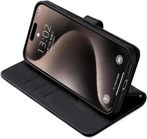 Miniatura 3 de Funda compatible con Itel Vision 1 Pro ranura para tarjeta con soporte abatible con cierre magnético, color negro
