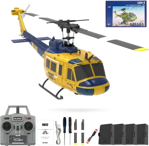 Miniatura 12 de RC ERA C032 Helicóptero RC, Helicóptero RC UH-1 Huey Flybarless de escala 1/48 2.4G 6CH, estabilización de giroscopio de 6 ejes, con mantenimiento