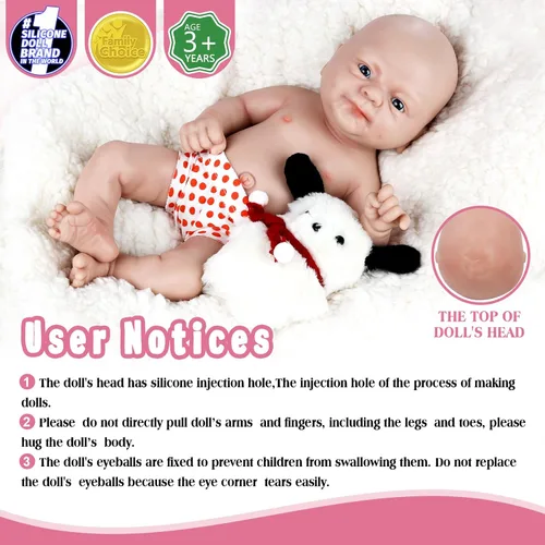 Miniatura 2 de Vollence - Muñecas de bebé de silicona de cuerpo completo de 14 pulgadas, no es de vinilo, muñecas de silicona platino real, suave y realista, niña