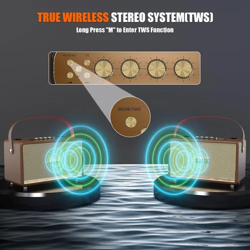 Miniatura 4 de Máquina de karaoke RHM S8, compatible con 3 micrófonos y ajuste de graves/agudos/eco/alto, 6 modos de música, 8H de tiempo de reproducción
