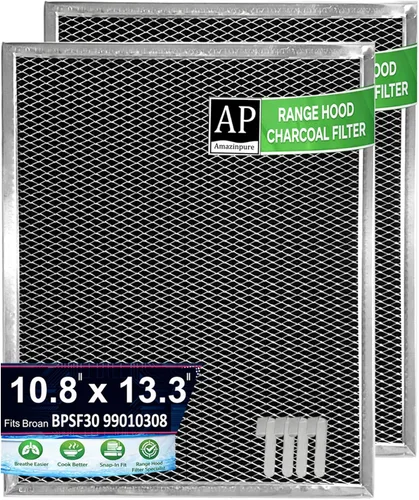 2 filtros de carbón de carbón para campana extractora gruesa sin conductos GE y Broan QS WS 99010308 WB02X10707 (2)
