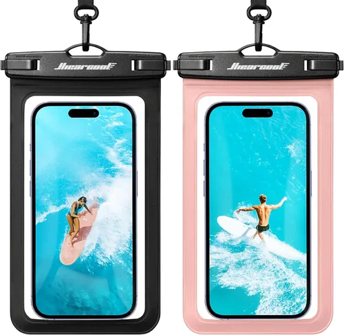 Miniatura 26 de Hiearcool Bolsa impermeable para teléfono, funda impermeable para teléfono con cordón cruzado compatible con iPhone 17, 16, 15, 14, 13 Pro Max de 2