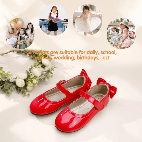 Miniatura 5 de PANDANINJIA Zapatos planos de ballet Mary Jane para niña pequeña, con lazo y flores, para boda, fiesta, bailarina