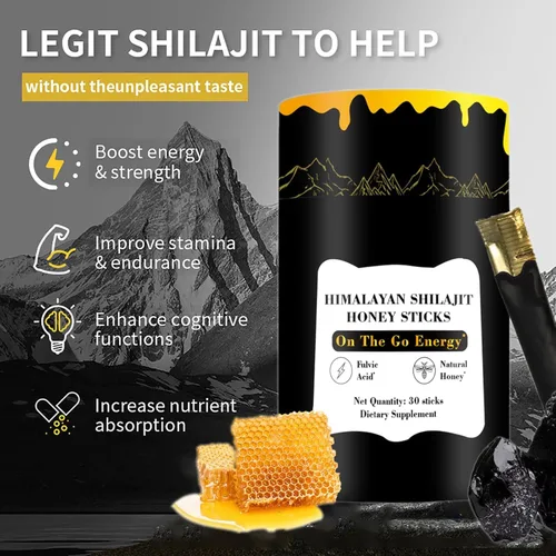 Miniatura 3 de Get Wavy Organics Palitos de miel Shilajit pura del Himalaya con azafrán y miel cruda – 30 barras (0.28 oz cada uno) para energía, resistencia