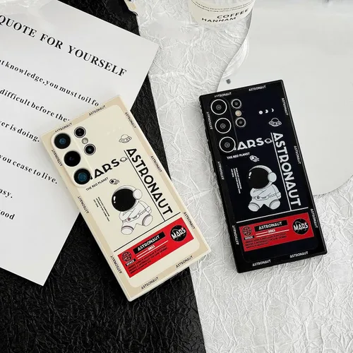 Miniatura 3 de Yonds Queen Funda Linda para Samsung Galaxy S22 Ultra, Diseño de Astronauta de Dibujos Animados Espacio Luna Cohete Cubierta Protectora Elegante