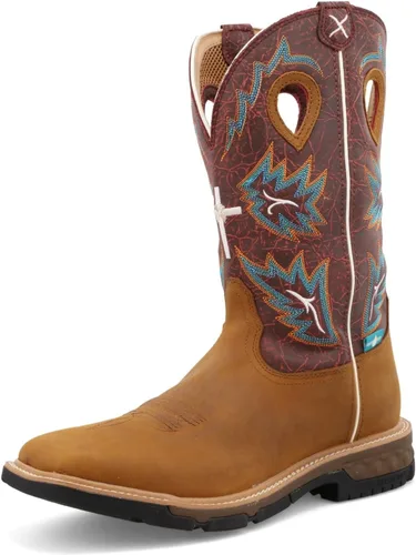 Miniatura 15 de Twisted X mens 12" Pull on Soft Toe Western Work Boot Taupe & Bomber