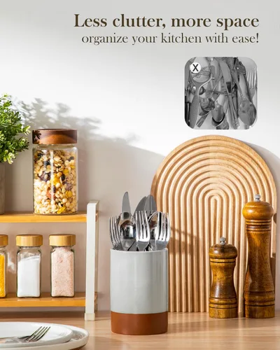 Miniatura 6 de MALACASA Portautensilios, Portautensilios de Cocina de Cerámica de 5.5", Recipiente para Utensilios de Cocina para Encimera, Organizador